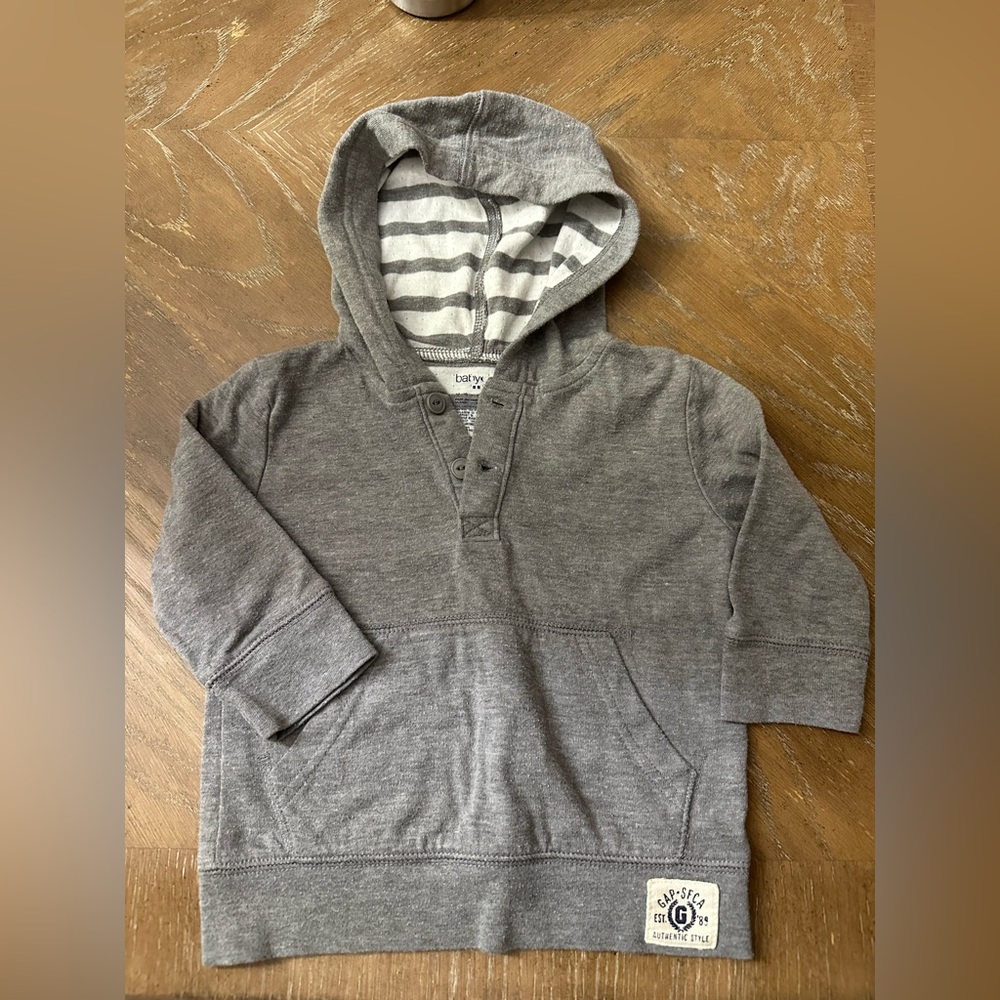 GAP Kids Gray Hoodie with Striped Lining
